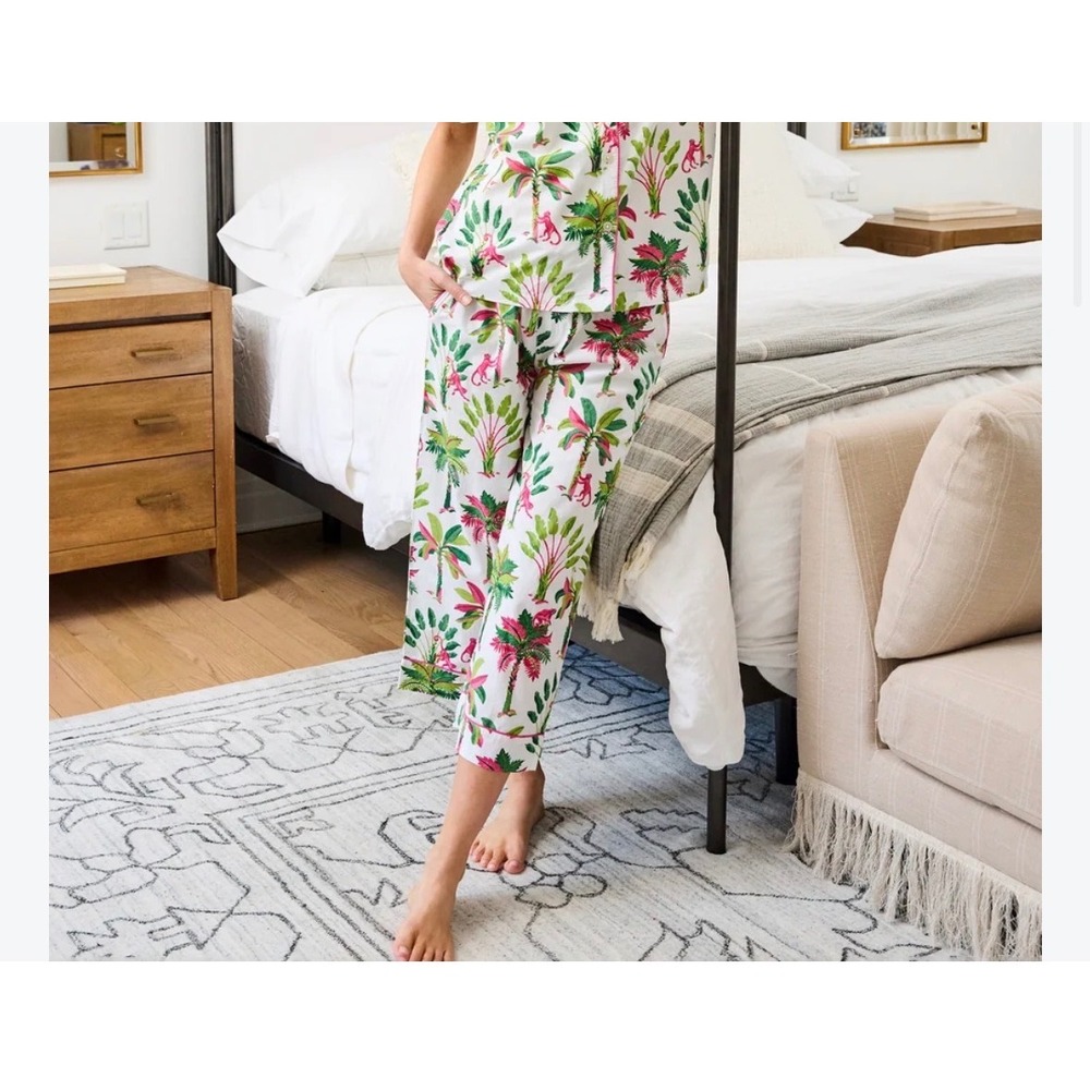 Printfresh Organic Cotton Pajama Pants 2X Royal Palms Tropical Lounge Sleep